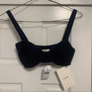 Khaite Navy Cashmere Eda Bralette Size Medium NWT